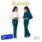 بلوز یقه کراواتی با شلوار بوت کات مدل سارا