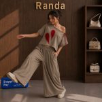 بلوز شلوار یقه رومی دخترانه شیک و مجلسی مدل عشق - تصویر 3