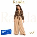 ست دو تیکه رامپر با شومیز پلنگی دخترانه تابستانه مدل فرین