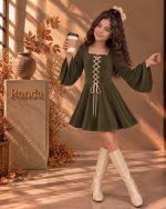 پیراهن کبریتی پاییزه دخترانه مدل آلارا - تصویر 5